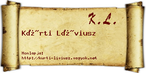 Kürti Líviusz névjegykártya